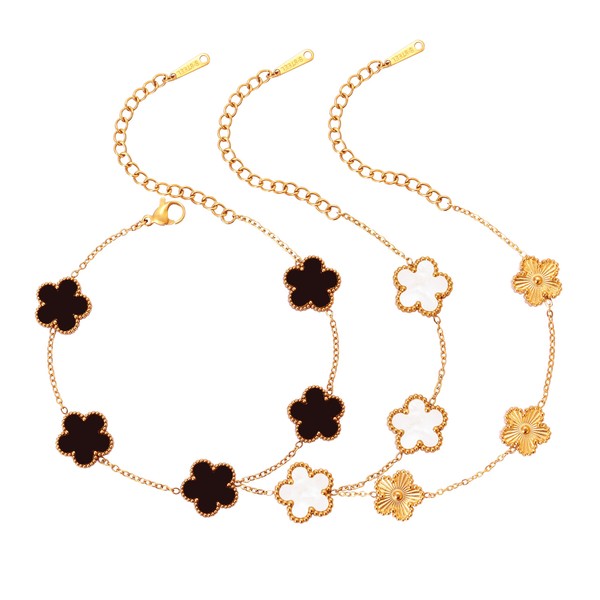 Five Leaf Clover Bracelet for Women-18K Gold Plated Lucky Link