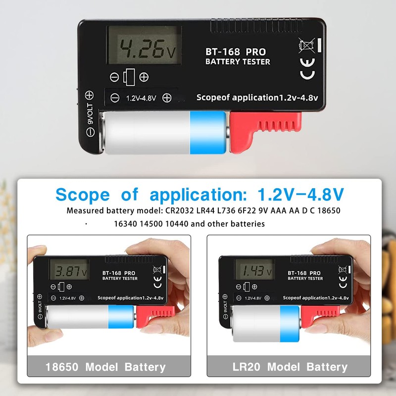 Battery Tester Checker Digital LCD Universal Battery Tester Monitor for