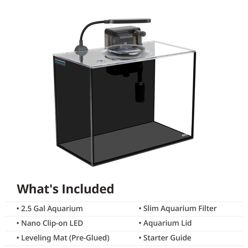 NICREW 2.5 Gallon Nano Nature Aquarium Kit, Ultra-Clear Rimless Desktop