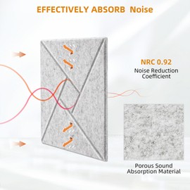 12 Pack Self-adhesive Acoustic Panels, 12" X 12" X 0.4" Sound Proof Acoustic Foam with Pattern, Square High Density Sound Absorbing Wall Panels for Home Studio Office (Silver Grey)