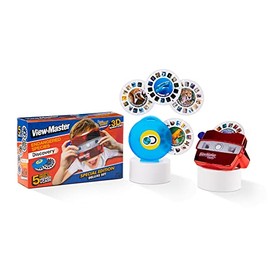 Basic Fun Classic View Master Deluxe Edition con Carretes Discovery Kids (Visor Metálico Rojo, Estuche de Almacenamiento y 5 Carretes Incluidos) -