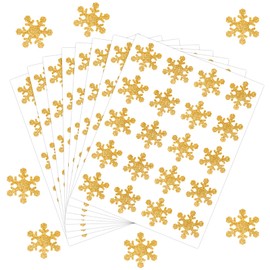 JarThenaAMCS 500Pcs Winter Paper Sticker Glitter Snowflake Envelope Seal Sticker Gold Self-Adhesive Label Decal for Xmas Christmas Greeting Card Sealing Craft Supplies
