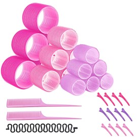33 Pcs Juego de Rizador de Pelo,Rizador de Pelo de Silicona,Hair Rulo Tubos Plástica Para Cabellorizador de pelo Autosujetante para Cabello Largo,Mediano y Corto,3 Tamaños
