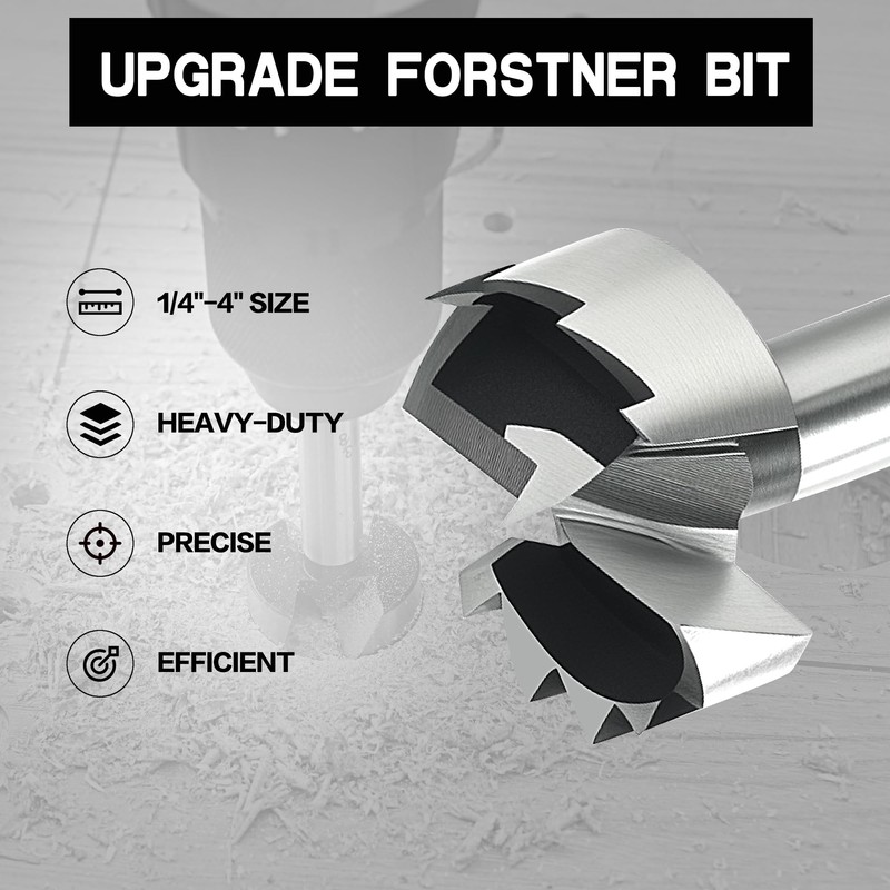 BeHappy Hex Shank Forstner Bit Set, 16pcs Multi Sided Shank