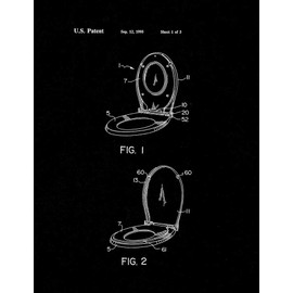 Combination Toilet Seat Patent Print Black Matte (24" x 30") M12313