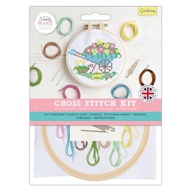 Simply Make docrafts Cross Stitch Hoop Embroidery Kit, Gardening, DIY Make Your Own Craft Set, for Adults, Older Children, Kids, Beginners, Experienced Crafters, Perfect Hobby