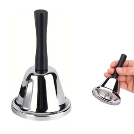 Garegce Hand Bell Stainless Steel, Butler Reception Call Bell Jingle Loud Service Alarm for School, Hotels, Restaurants, Wedding, Family Party, Christmas, Home Bars Decorations - Silver
