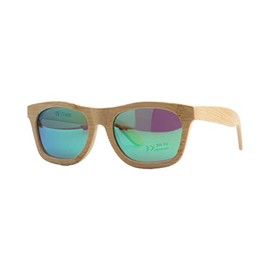 pandoo Bamboo Sunglasses with Glasses Case | Polarised & UV400 | Various Colours and Mirrored Lenses, Women, Men, Unisex - Wood, UV Protection, Bamboo / turquoise