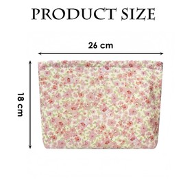 Torytoe Women's Make-Up Bag, Travel Cosmetic Bag with Zip, Toiletry Bag, Portable Make Up Organiser Bag for Girls, Travel, Home, Shopping, Small Pink Flowers, Freshness