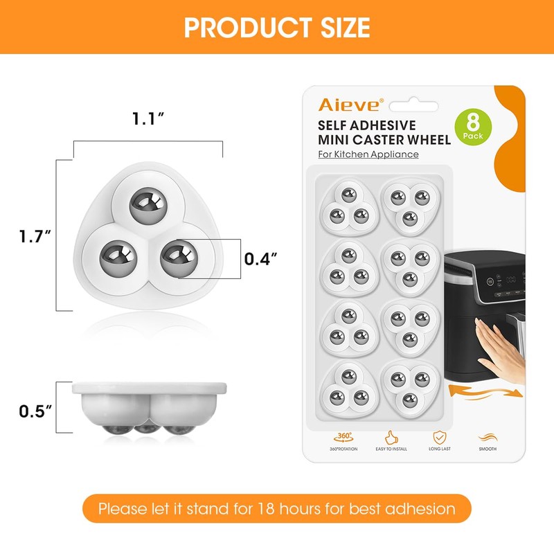Aieve Self Adhesive Caster Wheels, 8 Pack Small Furniture Sliders