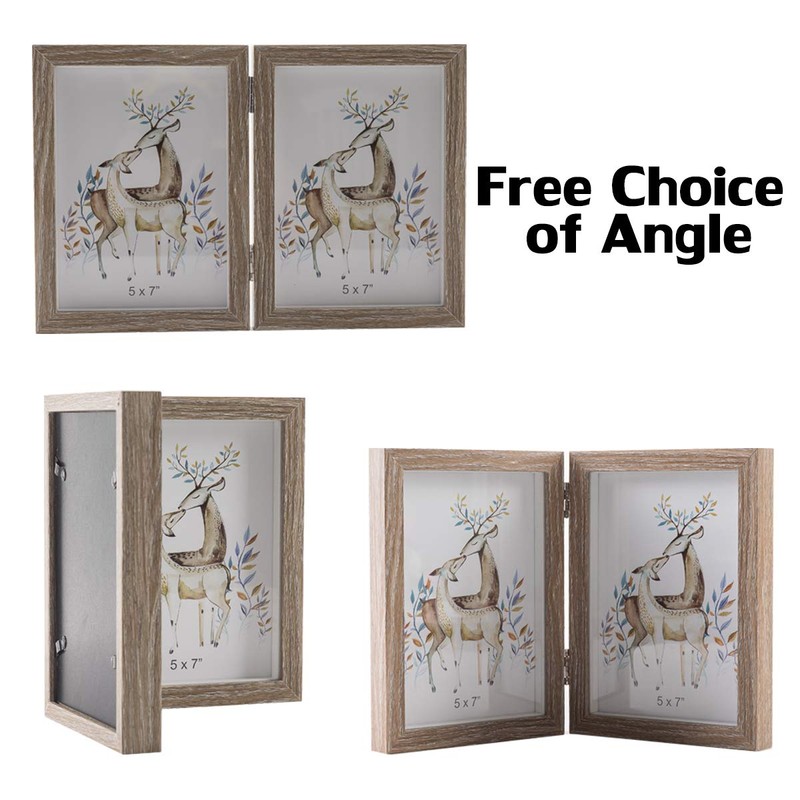 5x7 Picture Frames Double Hinged MDF Wood Grain Shadow Box