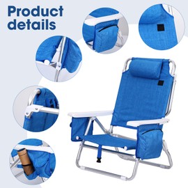 CDEN Backpack Beach Chair, Sand Chair, Beach Chairs for Adults, with Cooler and Umbrella, Cup Holder Outdoor, Camping, BBQ, Travel, Picnic (2 Pack)