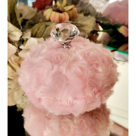 Renditions Dusty Baby Girl Pink Dusting Powder Body Puff ~ Crystal Handle