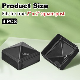Pelopy 4 Pcs Aluminum Pyramid Post Caps for True 2" x 2" Wood/Metal Fence Posts of Decks or Corridors, Black Fence Post Caps Outdoor Mailbox Post Cover