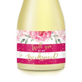 Bride Wedding Party Proposal, Set of 10 Stickers for Mini Champagne Bottle Ask Bridesmaid, Maid Matron of Honor, Label Gift Bags, Miss to Mrs. Engagement Bachelorette Party, Bridal Shower Favor Decals