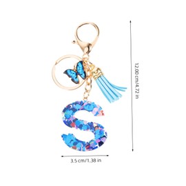 FRCOLOR Butterfly Tassel Keychain Custom Initials Stylish Decorative Key Chain for Handbags Backpacks and Keys Unique Charm for Women and Girls