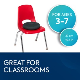 BouncyBand Wiggle Seat, Gray, 1-Pack – Small 10.75” D x 2.5” H Wobble Cushion for Kids Aged 3-7 – Sensory Tool Promotes Active Learning & Improves Productivity – Includes Pump for Easy-Inflation