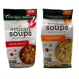Canterbury Naturals Classic Artisan Soup Mix 2 Flavor Variety Bundle: (1) Rustic Fireside Tortilla, and (1) Down Home Chicken Noodle, 6.5-9 Oz. Ea.