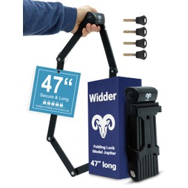 WIDDER Very Long [47"] Security Folding Lock - Foldable Bicycle Lock with 4 Keys & Frame Mount Bracket, no Rattling - Ideal for Ebike & E Scooter with Key
