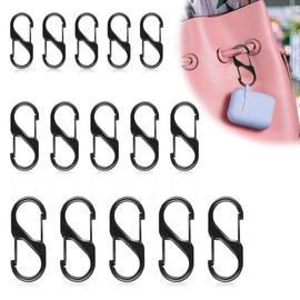 Carabiner Key Holder, S-Shaped, Hook, Small, Ultra Lightweight, Durable, Stylish, Multifunctional, Zinc Alloy, Household Goods, Outdoor Goods, Anti-Lost, Anti-Theft (1.3 / 40 mm / 50 mm) Set of 15