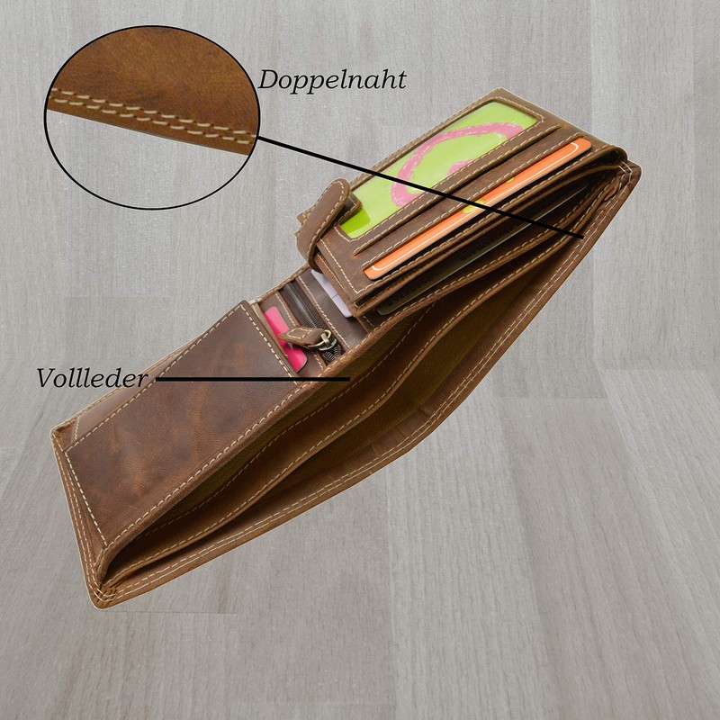 flevado Biker Wallet Motorcycle Rocker Hunter Leather Wallet with Double