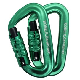 Kobe Kagaru Breaking Strength Approx. 266.5 lbs (1,200 kg), Domestic Tested, Auto-Lock Carabiner, Domestic Tested 2 Pack (Color of Mass Production)