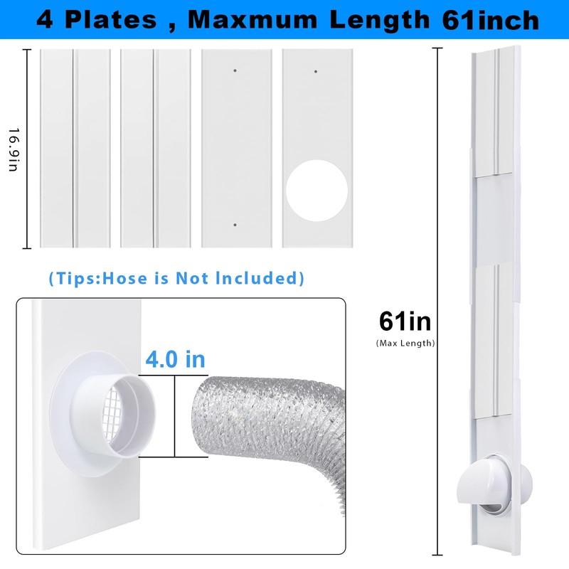 Dryer Window Vent Kit for 4 Inch Ducting, Adjustable Window