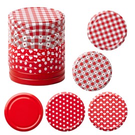 Pullmer Lid for 82 mm Jars, Screw Caps, Twist-Off Lids (Red Mix, Pack of 50)