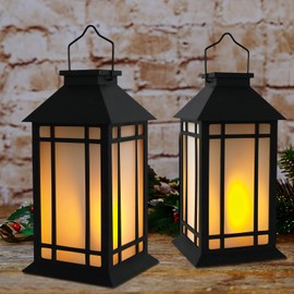 Decorative Lantern with Led Flameless Candle with 6hr Timer -13" Vintage Decor Battery Powered Candle Lantern，Decorative Hanging Lantern for Patio -Tabletop Lantern-Outdoor Lantern (2 Pack)