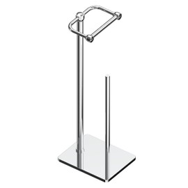 RUACQ Toilet Paper Holder Stand, Bathroom Toilet Paper roll Holder Free Standing with Storage for 4 Rolls, Post Pivoting Design, Stable Weighted Base, SUS304 Stainless Steel(Chrome)