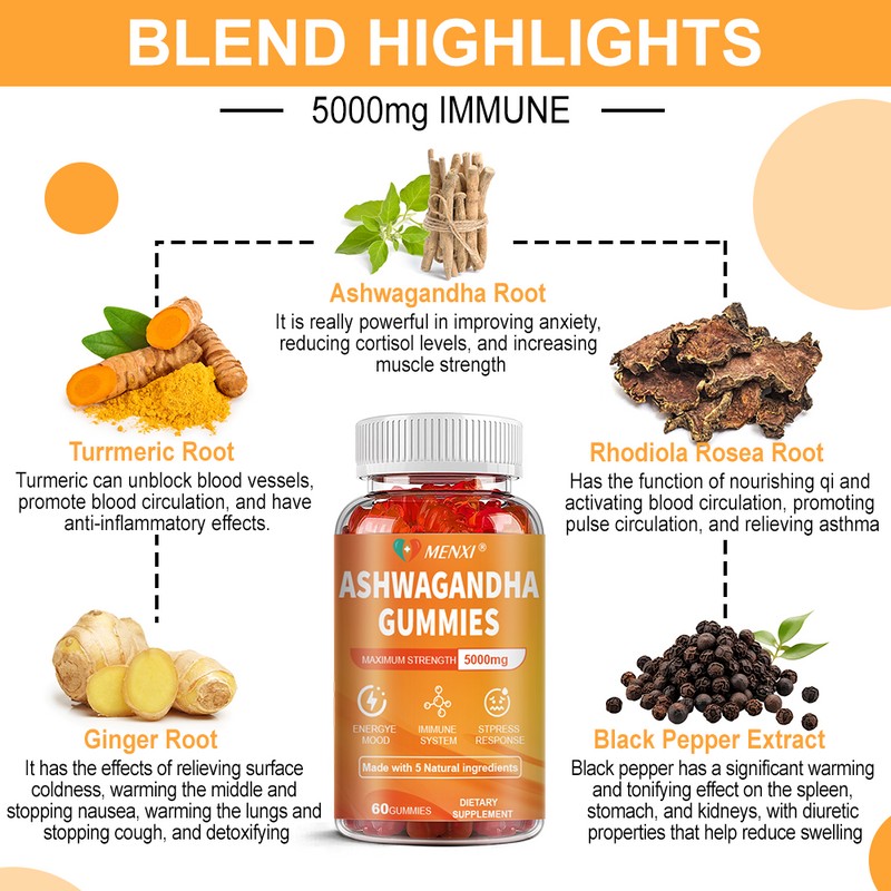 MENXI Ashwagandha Gummies Better Than Goli Extra Strength 5000mg Ashwagandha
