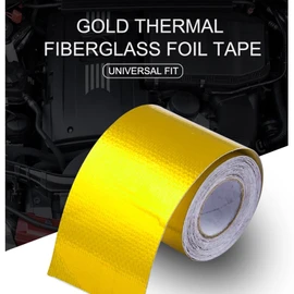 Sporacingrts 2" x 29.5 feet (9M) Gold Adhesive Heat Shield ReflectiveTape Wrap Roll Compatible with Car Intake Pipe, Engine Bay etc.