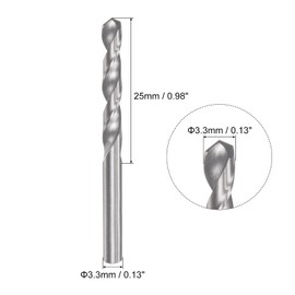 uxcell Solid Carbide Drill Bits, 3.3mm C2/K20 Tungsten Carbide Jobber Drill Bits Straight Shank Drilling Tool for Stainless Steel Aluminum Iron Metal Plastic