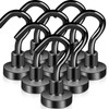 Keukenket Magnetic Hooks, Extra Strong, Black, Neodymium Magnet with Hooks,