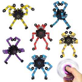 8 Pieces Robot Fidget Spinner Toy for Children Adults, DIY Deformation Chain Transformer, Mechanical Fingertip Toy, Novelty Gyro Gifts for Classroom, Birthday Party
