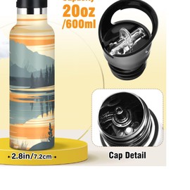 Selerdon Sports Water Bottle Yellowstone National Park Stainless Steel Beverage Container 20 oz Coffee Cup with Detachable Straw & Leakproof Lid for Office/Travel/Outdoor