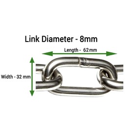 Elixir Gardens Premium Toughened Steel Chain Zinc Plated 2.5-8m Widths Various Lengths 6-24" | 8mm x 45cm / 18"