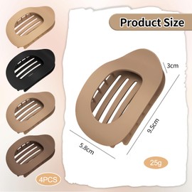 4 Stück Entenschnabel Haarspange Damen, Haarklammer Flach, Französische Flat Claw Clips mit Innenzähnen, Starker Halt für Alle Haartypen, Leicht & Bequem für Alltag, Sport, Autofahren (Matt)