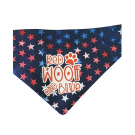 Red, Woof and Blue Stars Over the Collar Dog Bandana That Slips onto Their Existing Collar Size (XXL)