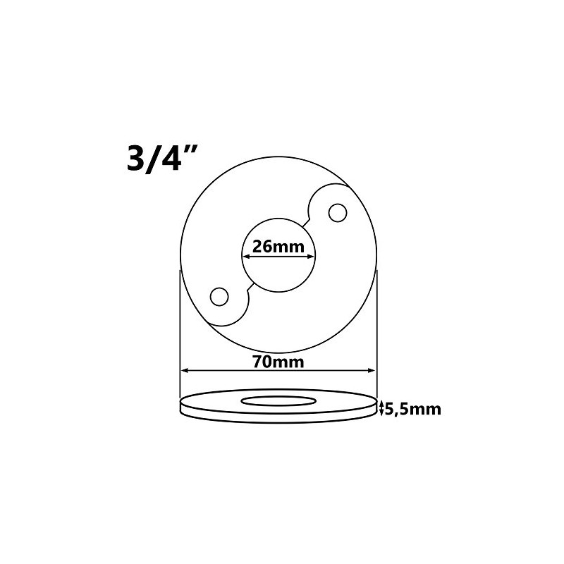 26mm (3/4") Split Two-Piece Collar Chrome Plated Steel Valve Hole