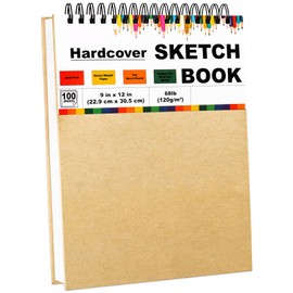9"x 12" Sketch Book, Top Spiral Sketchbook, 100 Sheets Sketch Pad(68lb/120gsm) Acid Free Drawing Paper Pad, Artist Sketchbook for Drawing, Drawing Notebook for Kids, Illustration, Graffiti