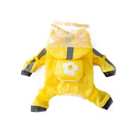 Raincoat for Dogs, Transparent Cap, 4 Legs, Compatible with Rainy Season, Includes Reflective Tape with D-Rings, Waterproof, Windproof, Pet Rainwear, Dog Clothes, Small Dogs, Medium Dogs, Breathable,
