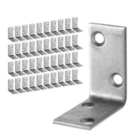 Repa Market Stainless Steel Phased Hole Corner Shelf Brackets - L brackets - 1.57" x 1.57" Inch - Pack of 40 - Angle Bracket for wall shelf, wood furniture, cabinet shelving - 90 degree support corner
