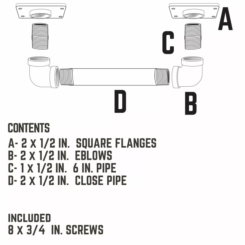 Pipe-Decor.com 1/2 in. Square Barn Door Handle ? 10.5 in.