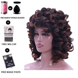 Kavsni Wig 70's Curly Wigs for Black Women,Large Bouncy Fluffy and Soft Natural Looking Afro Kinky Wig, 8 Inches 60s Black Wigs