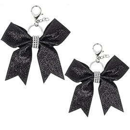 Shoyisenka 2 Pcs Bow Keychain, Cheerleading Keychain, Car Keys Chain, Backpack Keychain (Black)