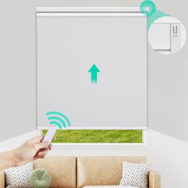 Allesin Allesin Motorized Roller Blinds with Remote Control for Windows, Blackout Smart Roller Shade, Battery Powered Electric Smart Blind for Home & Office(White,H72 x W35)