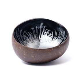 cocovibes Key Shell Jewellery Tray Made of Coconut Shells with Anti-Tilt Ring (Silver)