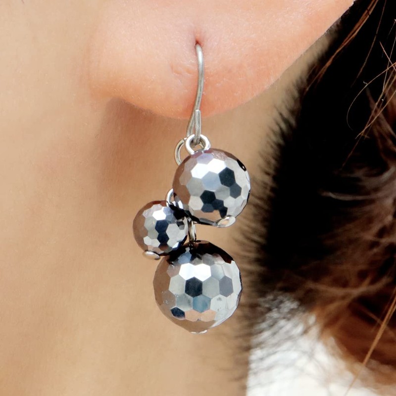 GOLD STONE Terahertz Earrings, For Both Ears, Grape Clusters, Sparkling,