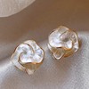 Flower Earrings for Women Elegant Floral Stud Gold Trimmed Rose